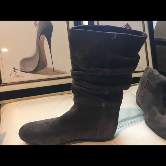 Prada Sport Brown Suede Mid Calf Boot size 37 1/2 - Picture 5 of 9